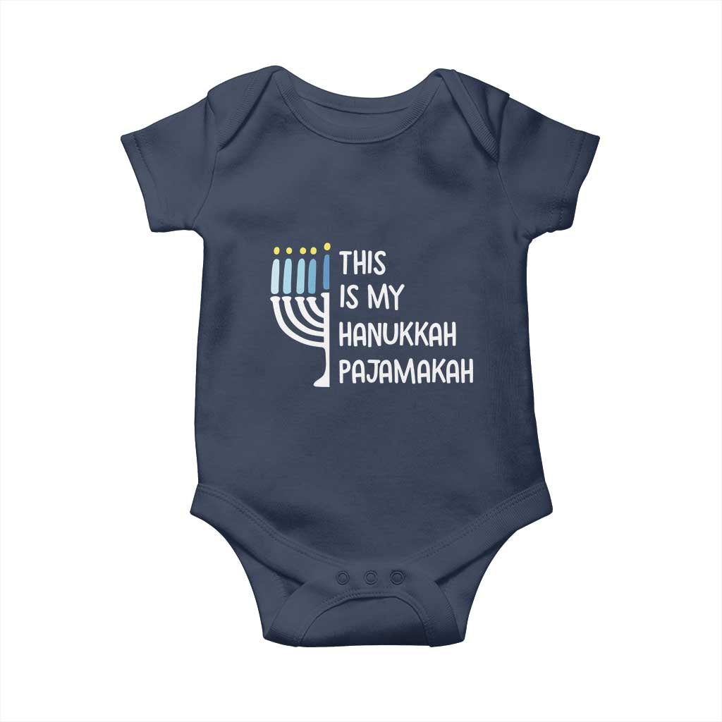 Funny Hanukkah Pajama Baby Onesie This is My Pajamakah Gift Chanukah TS10 Navy Print Your Wear
