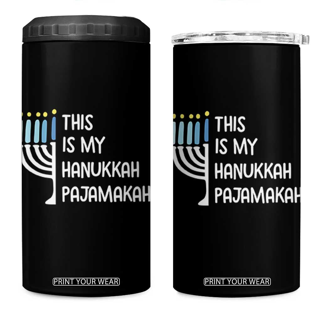 Funny Hanukkah Pajama 4 in 1 Can Cooler Tumbler This is My Pajamakah Gift Chanukah TS10 One Size: 16 oz Black Print Your Wear