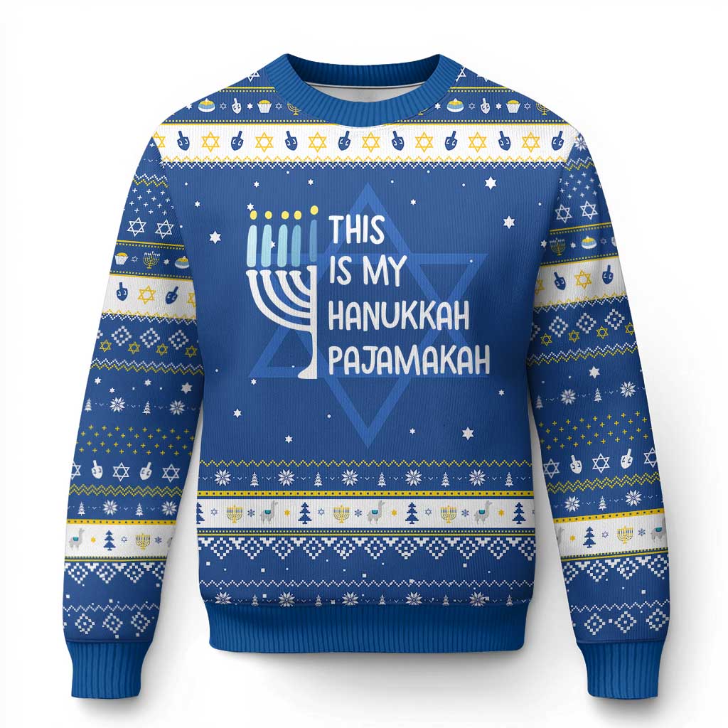 Funny Hanukkah Pajama Hanukkah Ugly Sweater This is My Pajamakah Gift Chanukah TS10 Blue White Print Your Wear
