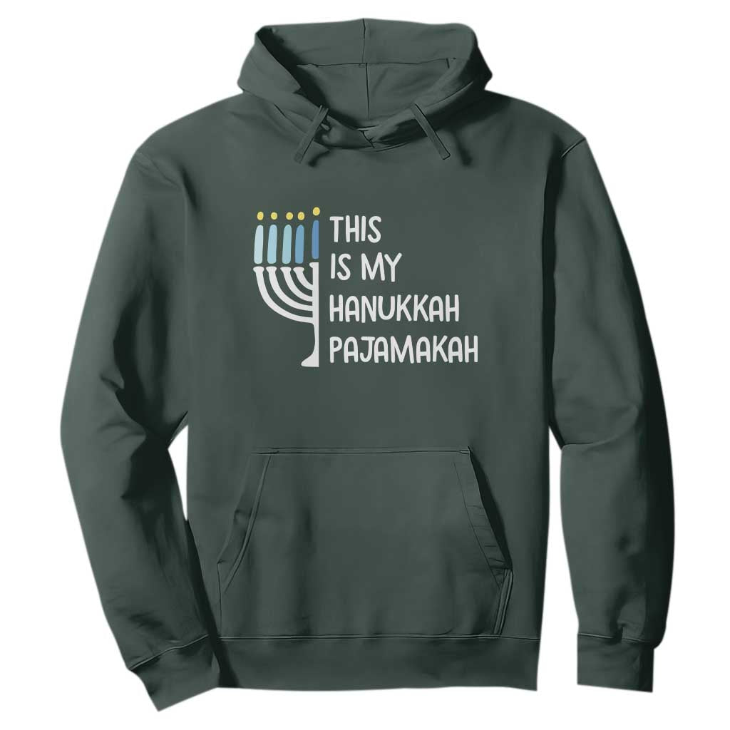 Funny Hanukkah Pajama Hoodie This is My Pajamakah Gift Chanukah TS10 Dark Forest Green Print Your Wear