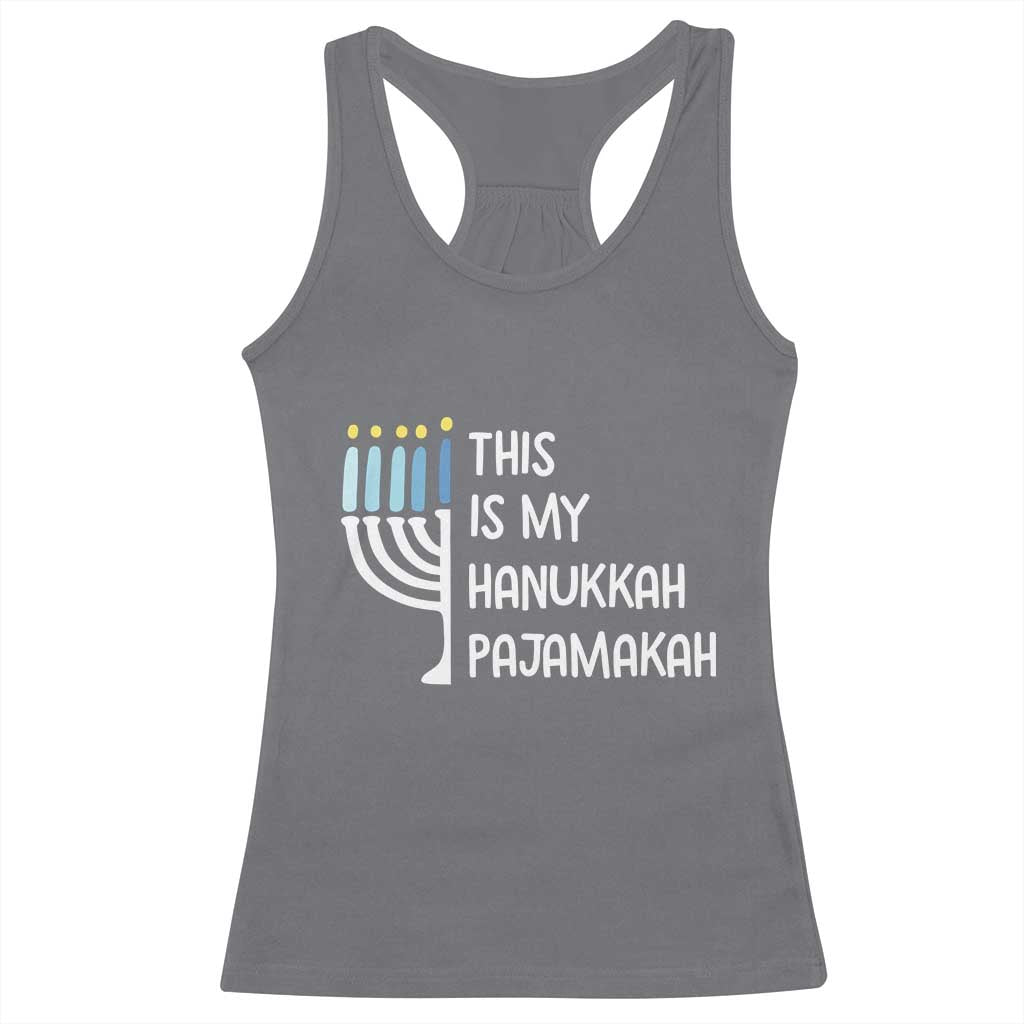Funny Hanukkah Pajama Racerback Tank Top This is My Pajamakah Gift Chanukah TS10 Charcoal Print Your Wear