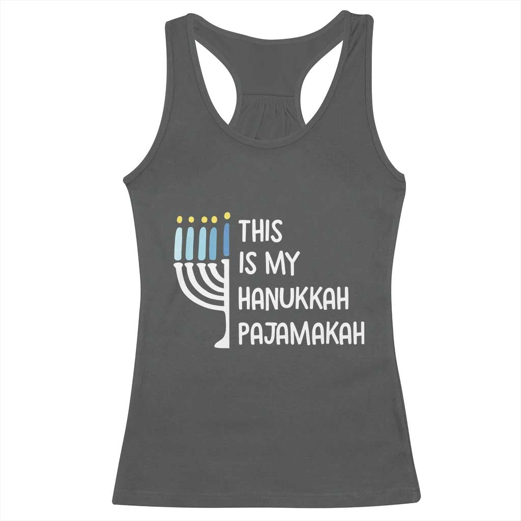 Funny Hanukkah Pajama Racerback Tank Top This is My Pajamakah Gift Chanukah TS10 Dark Heather Print Your Wear