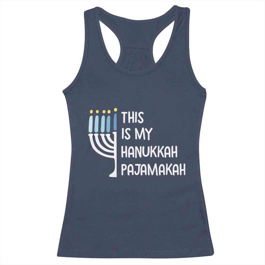 Funny Hanukkah Pajama Racerback Tank Top This is My Pajamakah Gift Chanukah TS10 Navy Print Your Wear