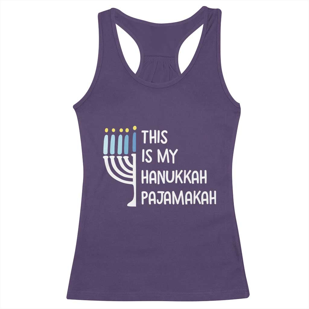 Funny Hanukkah Pajama Racerback Tank Top This is My Pajamakah Gift Chanukah TS10 Purple Print Your Wear