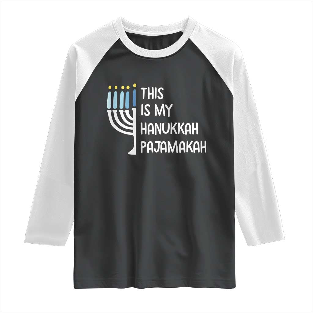 Funny Hanukkah Pajama Raglan Shirt This is My Pajamakah Gift Chanukah TS10 Black White Print Your Wear