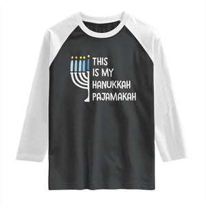 Funny Hanukkah Pajama Raglan Shirt This is My Pajamakah Gift Chanukah TS10 Black White Print Your Wear