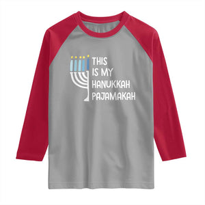 Funny Hanukkah Pajama Raglan Shirt This is My Pajamakah Gift Chanukah TS10 Sport Gray Red Print Your Wear