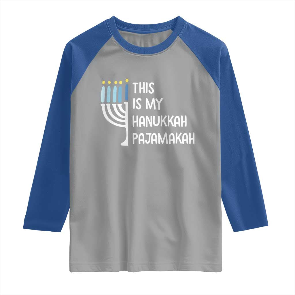 Funny Hanukkah Pajama Raglan Shirt This is My Pajamakah Gift Chanukah TS10 Sport Gray Royal Print Your Wear