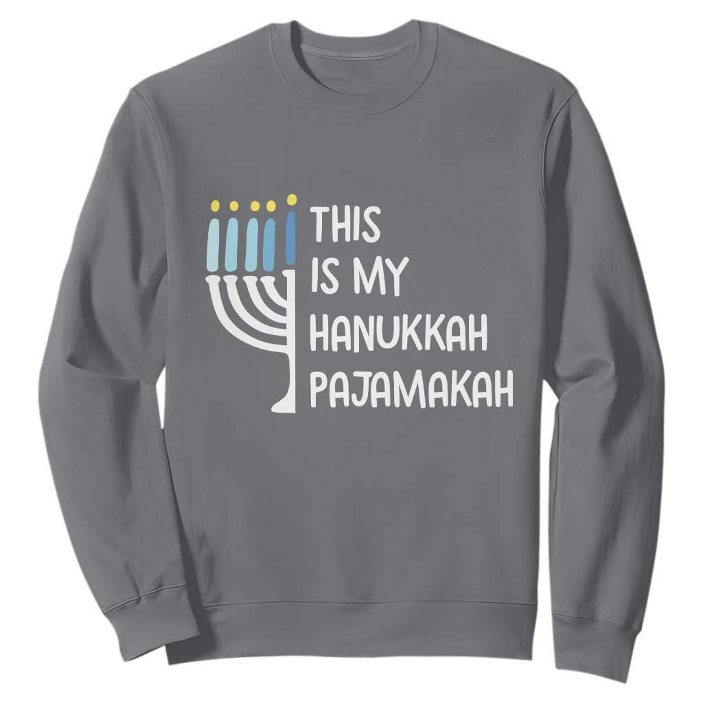 Funny Hanukkah Pajama Sweatshirt This is My Pajamakah Gift Chanukah TS10 Charcoal Print Your Wear