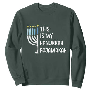 Funny Hanukkah Pajama Sweatshirt This is My Pajamakah Gift Chanukah TS10 Dark Forest Green Print Your Wear