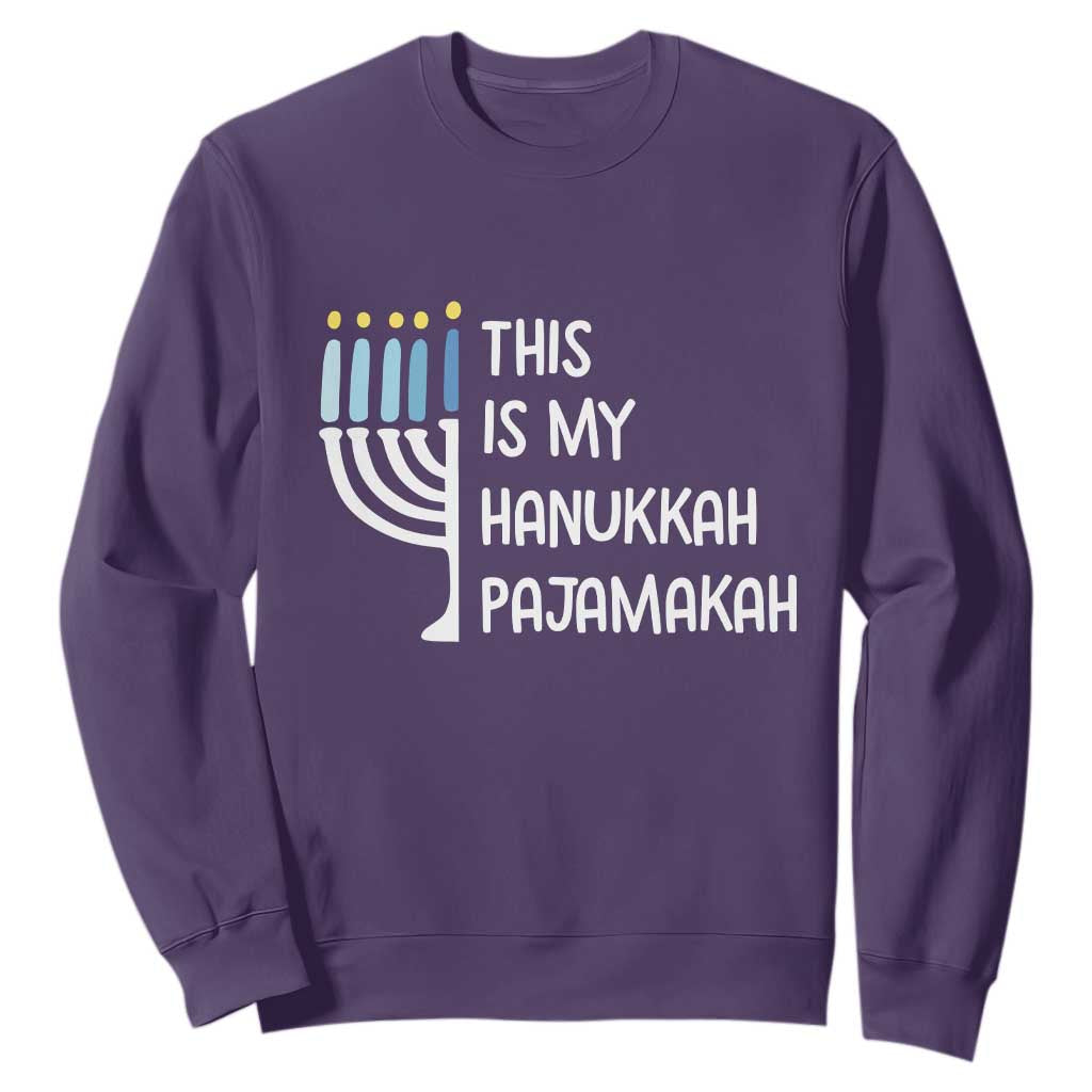 Funny Hanukkah Pajama Sweatshirt This is My Pajamakah Gift Chanukah TS10 Purple Print Your Wear