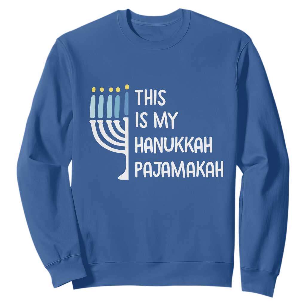 Funny Hanukkah Pajama Sweatshirt This is My Pajamakah Gift Chanukah TS10 Royal Blue Print Your Wear