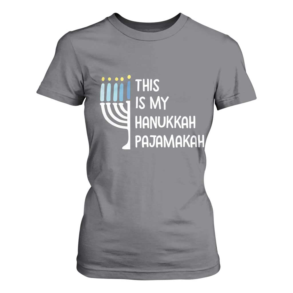 Funny Hanukkah Pajama T Shirt For Women This is My Pajamakah Gift Chanukah TS10 Charcoal Print Your Wear