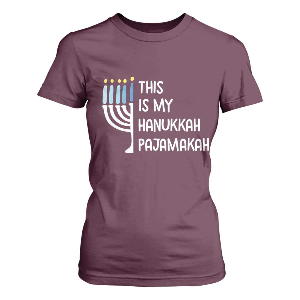 Funny Hanukkah Pajama T Shirt For Women This is My Pajamakah Gift Chanukah TS10 Maroon Print Your Wear