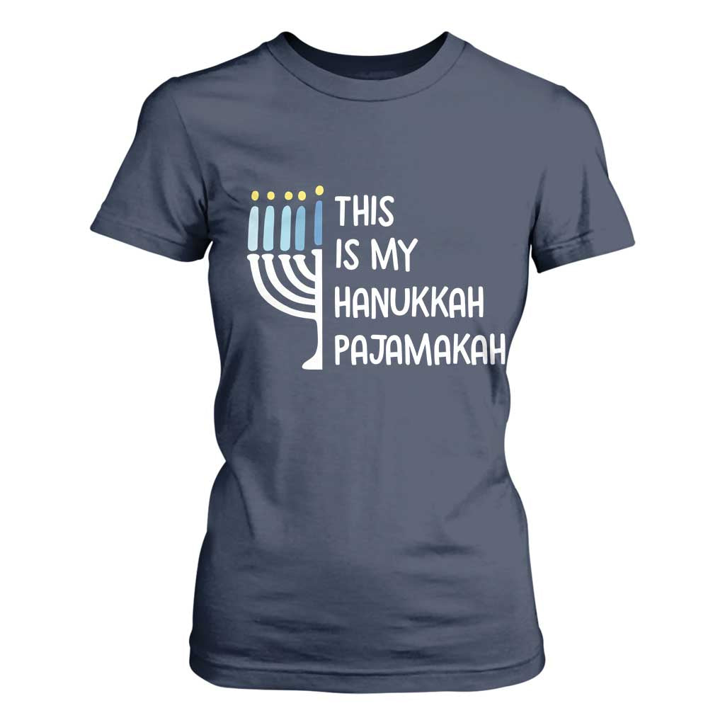 Funny Hanukkah Pajama T Shirt For Women This is My Pajamakah Gift Chanukah TS10 Navy Print Your Wear