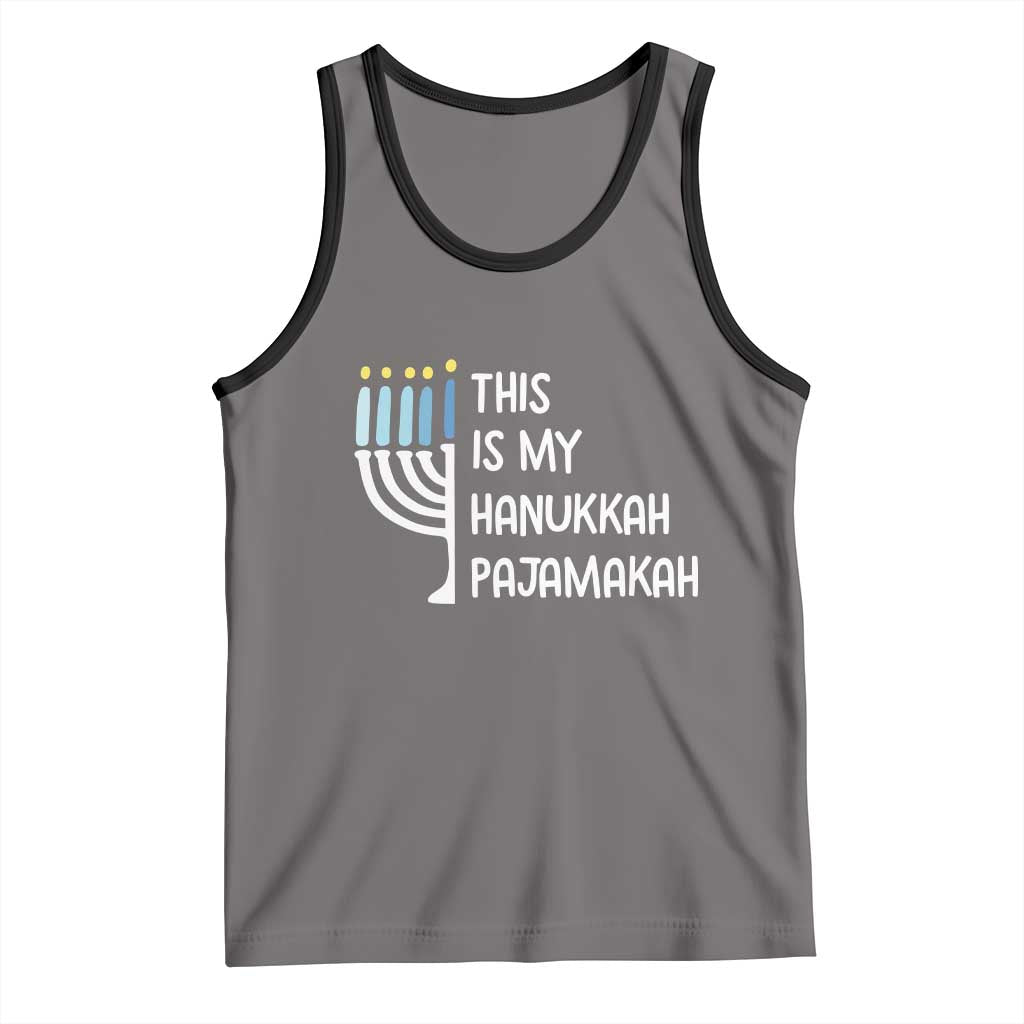 Funny Hanukkah Pajama Tank Top This is My Pajamakah Gift Chanukah TS10 Deep Heather Black Print Your Wear
