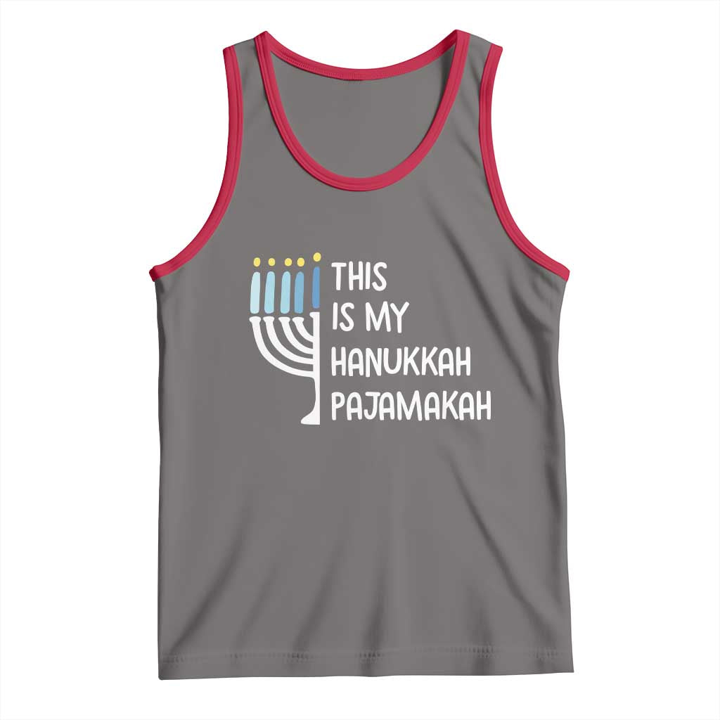 Funny Hanukkah Pajama Tank Top This is My Pajamakah Gift Chanukah TS10 Deep Heather Red Print Your Wear