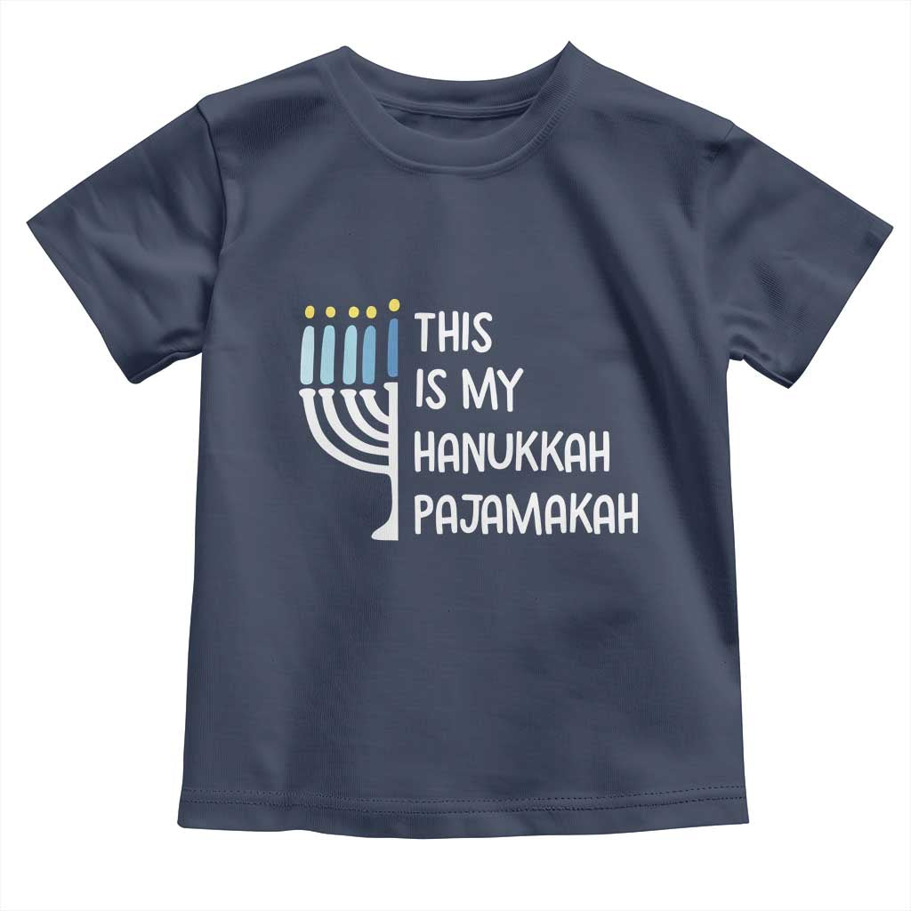 Funny Hanukkah Pajama Toddler T Shirt This is My Pajamakah Gift Chanukah TS10 Navy Print Your Wear