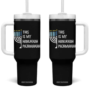 Funny Hanukkah Pajama Tumbler With Handle This is My Pajamakah Gift Chanukah TS10 One Size: 40 oz Black Print Your Wear