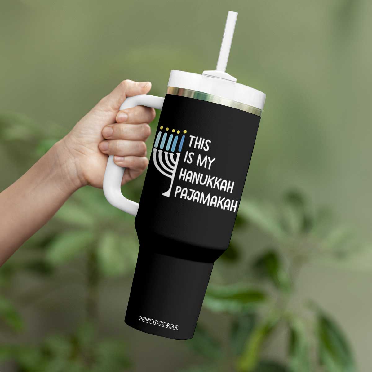 Funny Hanukkah Pajama Tumbler With Handle This is My Pajamakah Gift Chanukah TS10 Print Your Wear