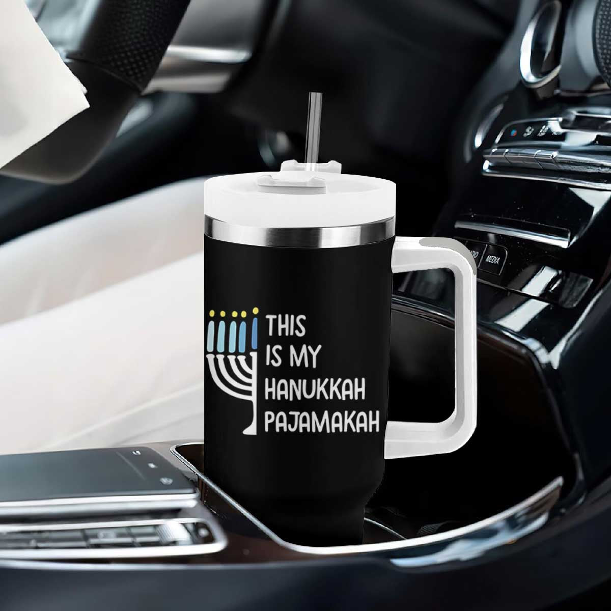 Funny Hanukkah Pajama Tumbler With Handle This is My Pajamakah Gift Chanukah TS10 Print Your Wear