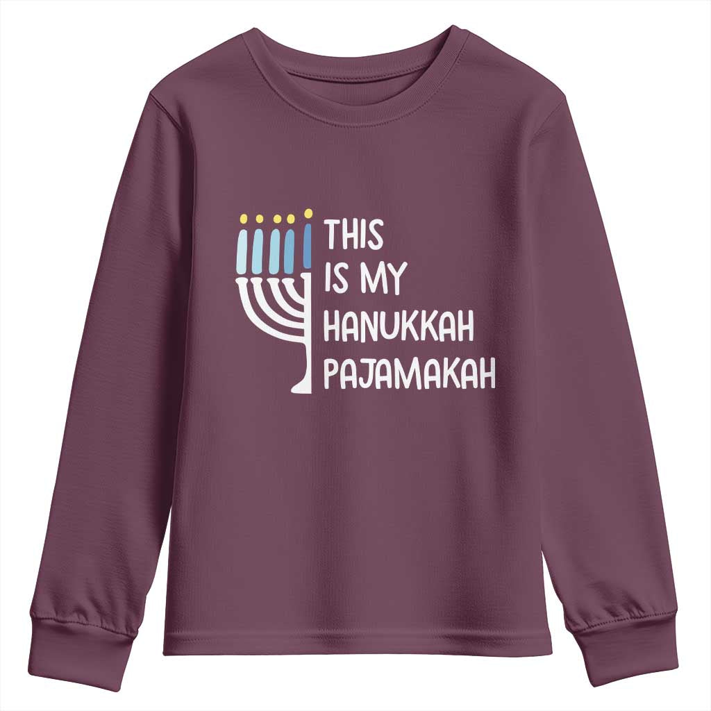 Funny Hanukkah Pajama Youth Sweatshirt This is My Pajamakah Gift Chanukah TS10 Maroon Print Your Wear