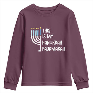 Funny Hanukkah Pajama Youth Sweatshirt This is My Pajamakah Gift Chanukah TS10 Maroon Print Your Wear