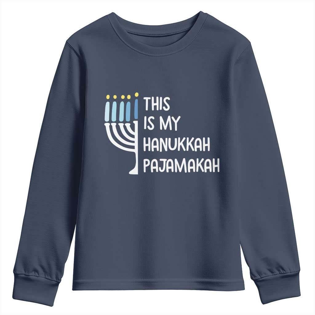 Funny Hanukkah Pajama Youth Sweatshirt This is My Pajamakah Gift Chanukah TS10 Navy Print Your Wear