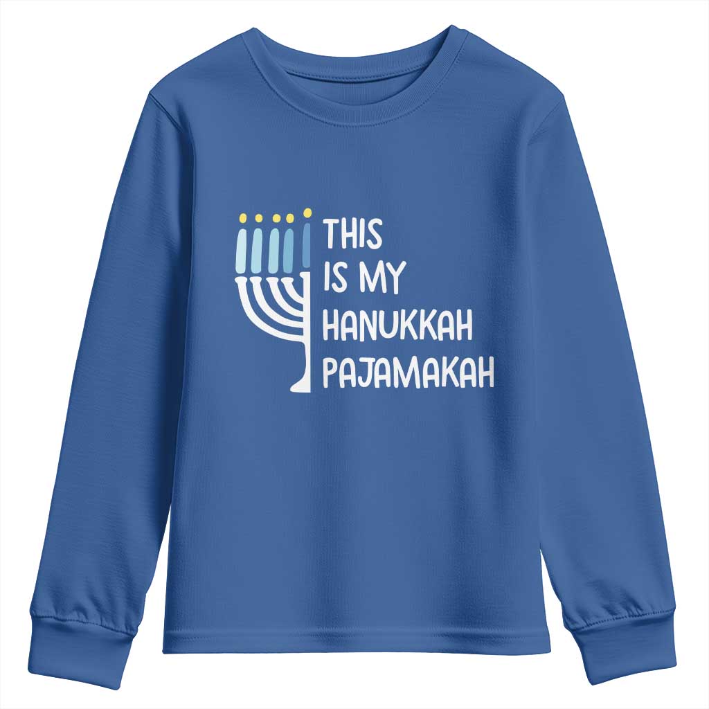 Funny Hanukkah Pajama Youth Sweatshirt This is My Pajamakah Gift Chanukah TS10 Royal Blue Print Your Wear