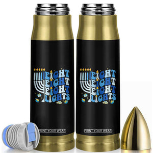 Happy Hanukkah Bullet Tumbler Retro Groovy Eight Nights and Eight Lights TS10 Black Print Your Wear