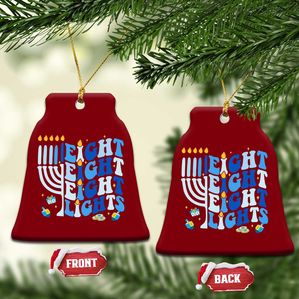 Happy Hanukkah Ceramic Ornament Retro Groovy Eight Nights and Eight Lights TS10 Print Your Wear
