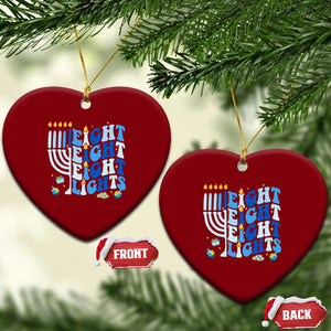Happy Hanukkah Ceramic Ornament Retro Groovy Eight Nights and Eight Lights TS10 Print Your Wear