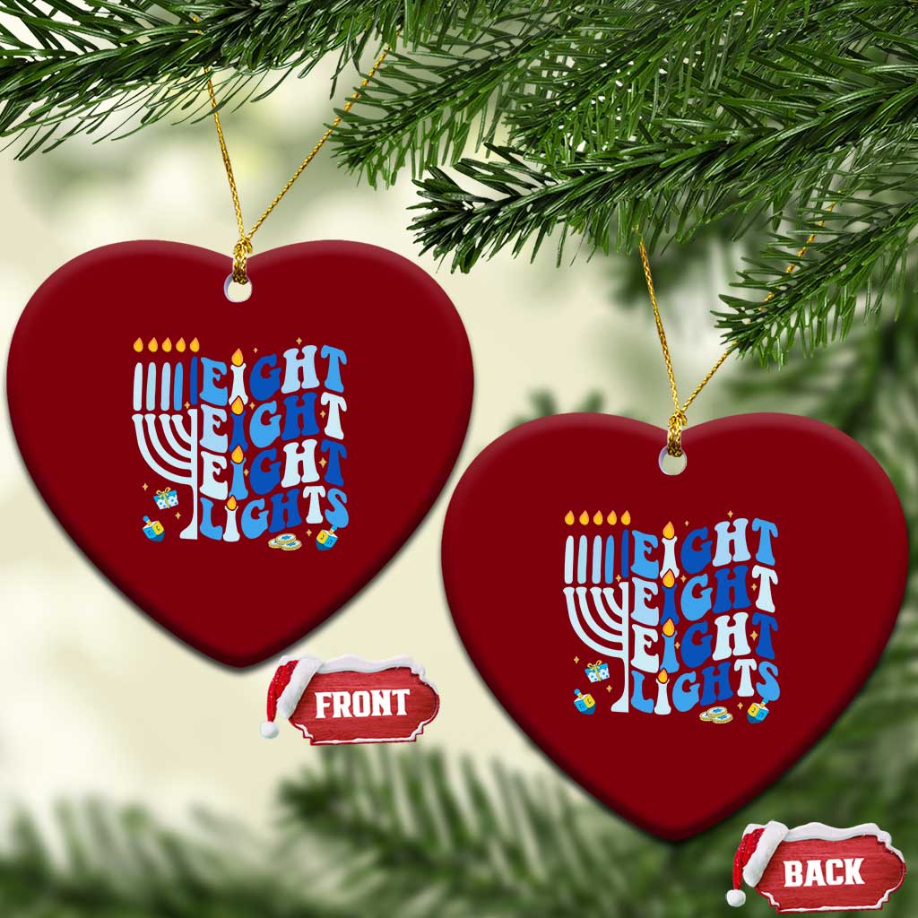 Happy Hanukkah Ceramic Ornament Retro Groovy Eight Nights and Eight Lights TS10 Print Your Wear