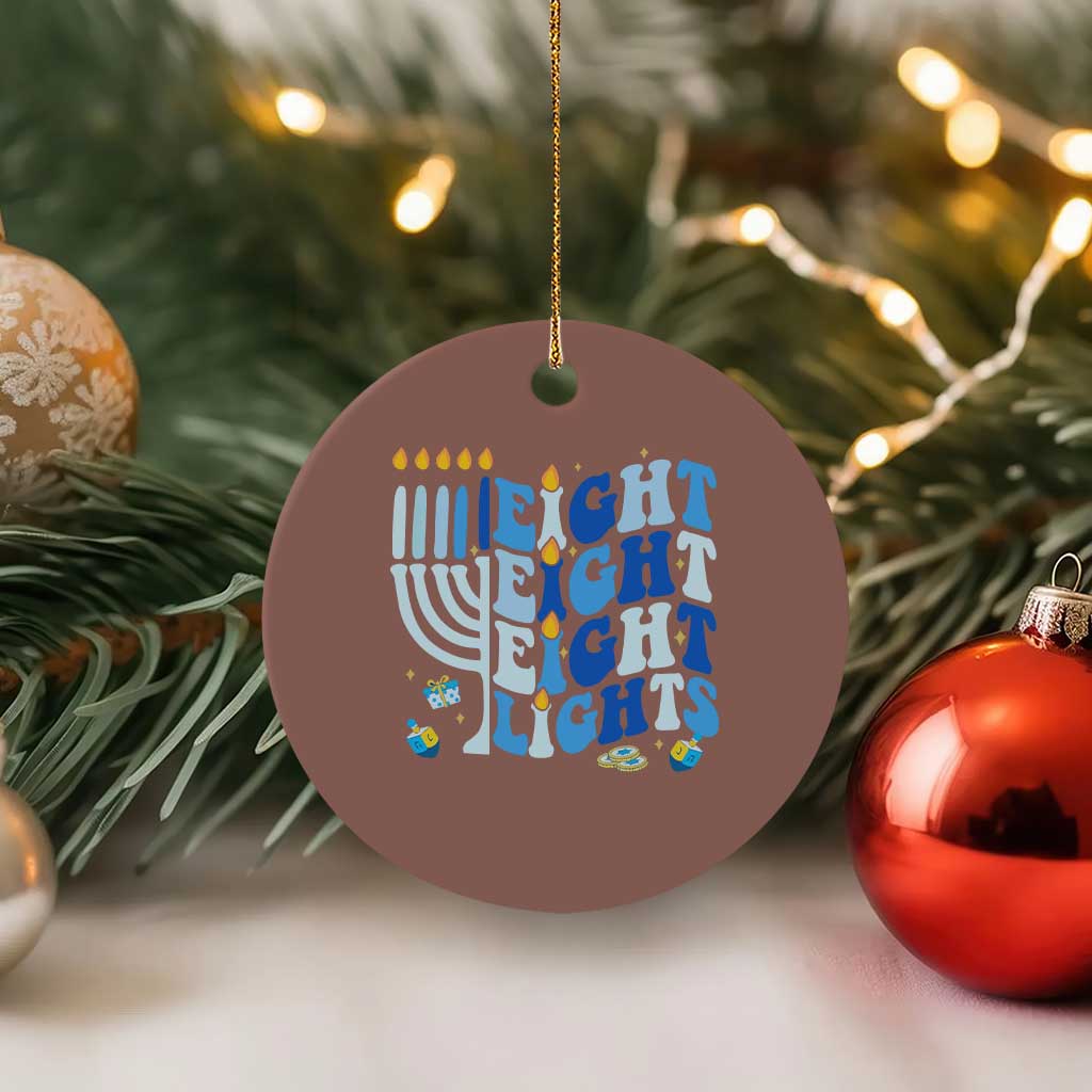 Happy Hanukkah Ceramic Ornament Retro Groovy Eight Nights and Eight Lights TS10 1pc Mocha Print Your Wear