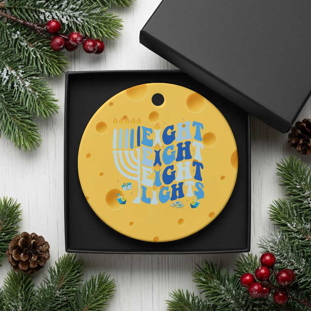 Happy Hanukkah Ceramic Ornament Retro Groovy Eight Nights and Eight Lights TS10 1pc Yellow Cheese Print Your Wear