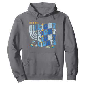 Happy Hanukkah Hoodie Retro Groovy Eight Nights and Eight Lights TS10 Charcoal Print Your Wear
