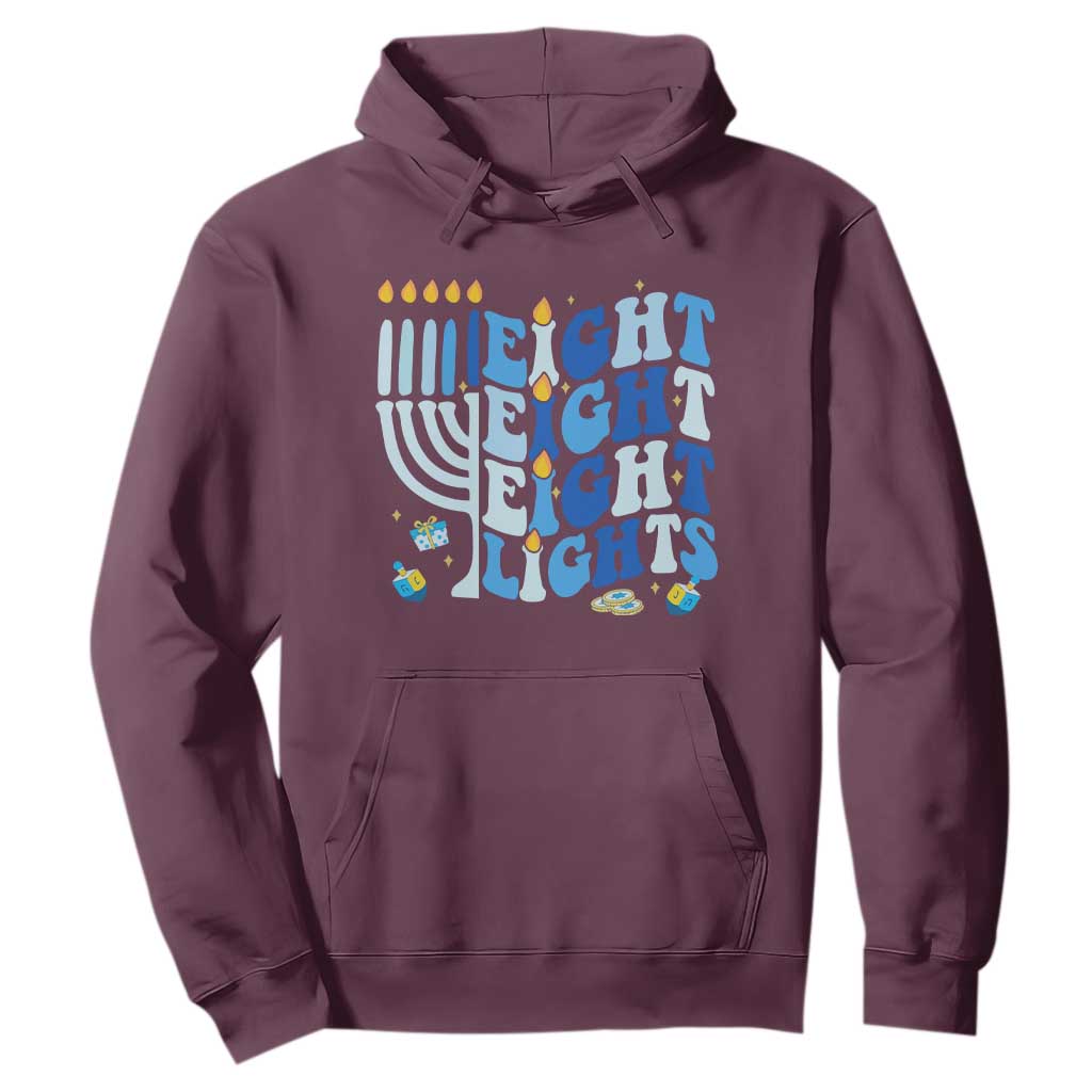 Happy Hanukkah Hoodie Retro Groovy Eight Nights and Eight Lights TS10 Maroon Print Your Wear