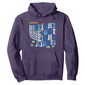 Happy Hanukkah Hoodie Retro Groovy Eight Nights and Eight Lights TS10 Purple Print Your Wear