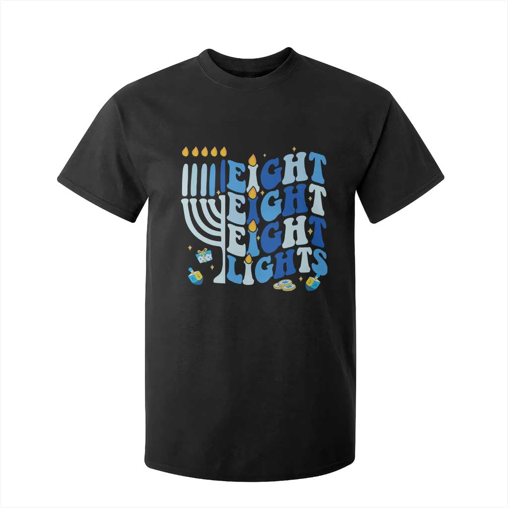 Happy Hanukkah T Shirt For Kid Retro Groovy Eight Nights and Eight Lights TS10 Black Print Your Wear