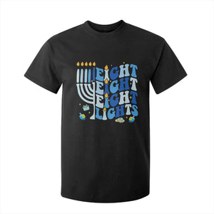 Happy Hanukkah T Shirt For Kid Retro Groovy Eight Nights and Eight Lights TS10 Black Print Your Wear