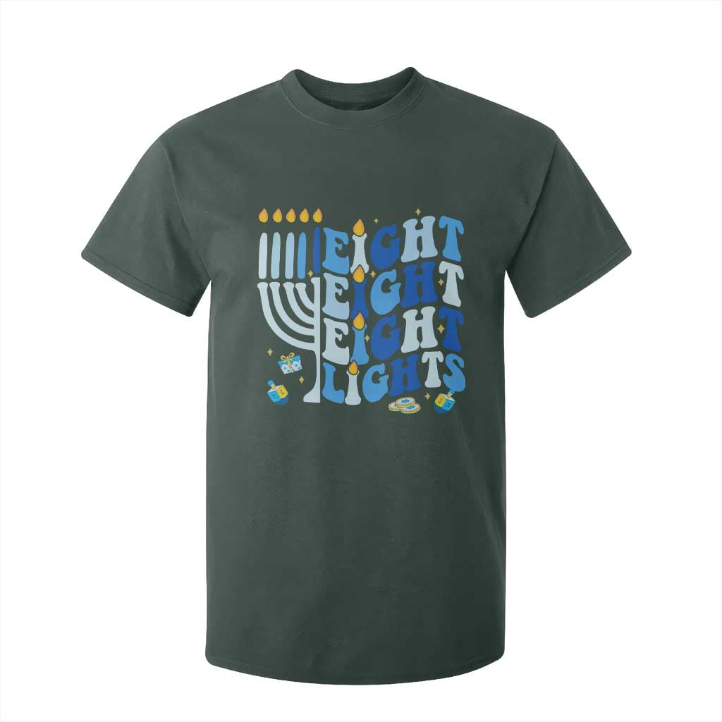 Happy Hanukkah T Shirt For Kid Retro Groovy Eight Nights and Eight Lights TS10 Dark Forest Green Print Your Wear