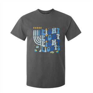 Happy Hanukkah T Shirt For Kid Retro Groovy Eight Nights and Eight Lights TS10 Dark Heather Print Your Wear