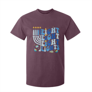 Happy Hanukkah T Shirt For Kid Retro Groovy Eight Nights and Eight Lights TS10 Maroon Print Your Wear