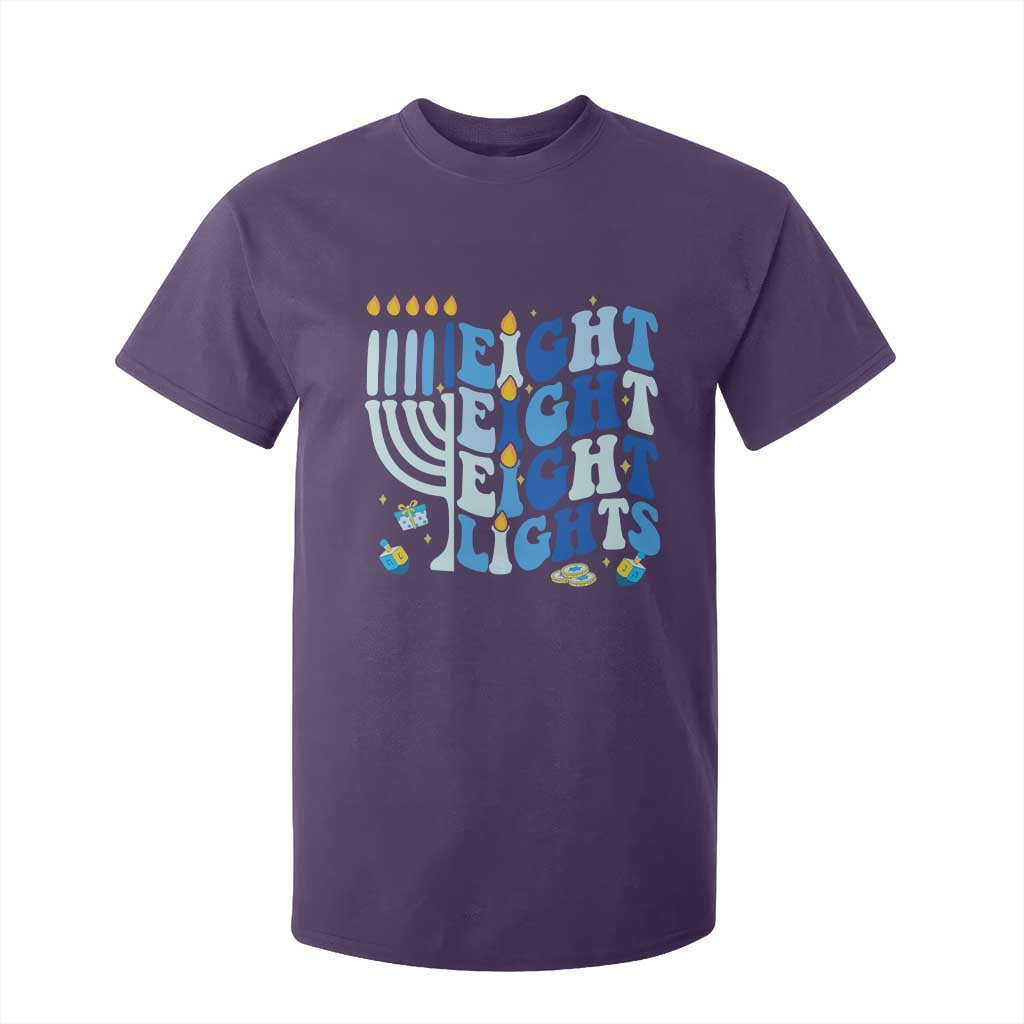 Happy Hanukkah T Shirt For Kid Retro Groovy Eight Nights and Eight Lights TS10 Purple Print Your Wear