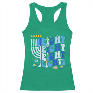 Happy Hanukkah Racerback Tank Top Retro Groovy Eight Nights and Eight Lights TS10 Irish Green Print Your Wear