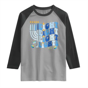 Happy Hanukkah Raglan Shirt Retro Groovy Eight Nights and Eight Lights TS10 Sport Gray Black Print Your Wear