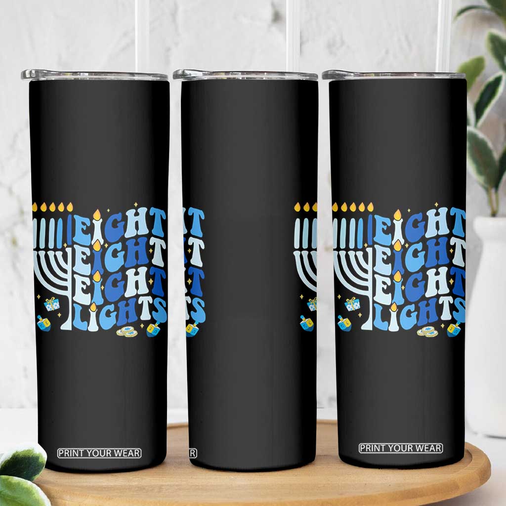 Happy Hanukkah Skinny Tumbler Retro Groovy Eight Nights and Eight Lights TS10 Print Your Wear