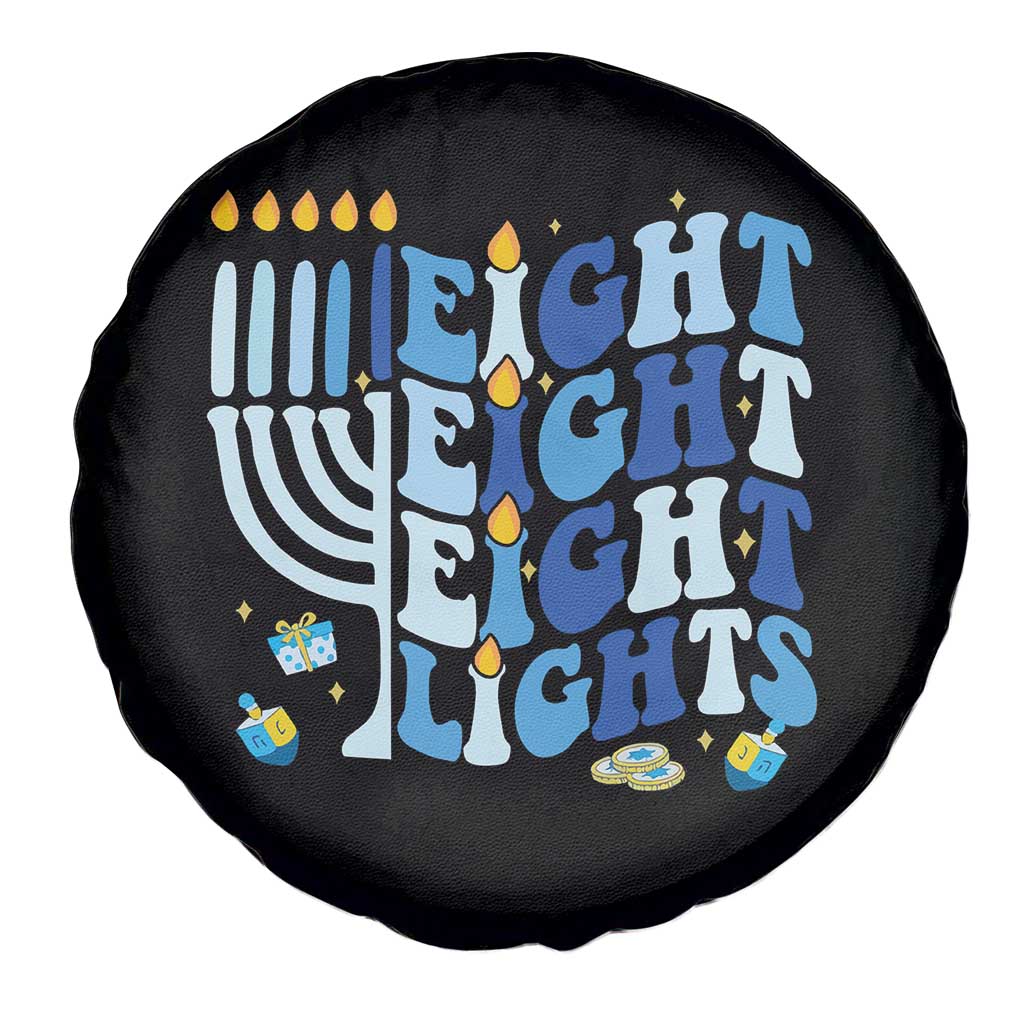 Happy Hanukkah Spare Tire Cover Retro Groovy Eight Nights and Eight Lights TS10 Print Your Wear