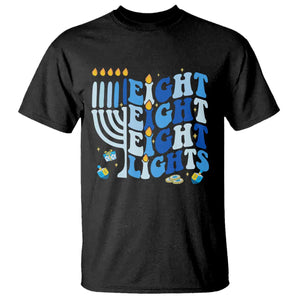 Happy Hanukkah T Shirt Retro Groovy Eight Nights and Eight Lights TS10 Black Print Your Wear