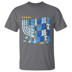 Happy Hanukkah T Shirt Retro Groovy Eight Nights and Eight Lights TS10 Charcoal Print Your Wear